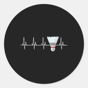 Shuttle Heartbeat Funny Badminton Player  Classic Round Sticker