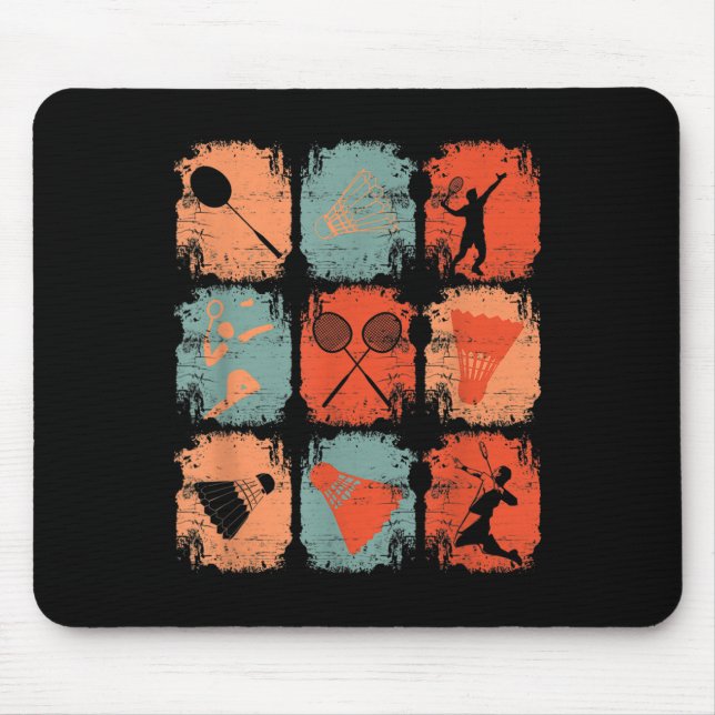 Shuttle Retro Vintage Badminton Player Badminton  Mouse Pad (Front)