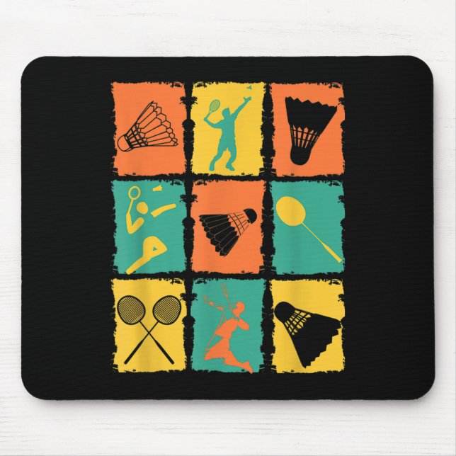Shuttle Retro Vintage Badminton Player Badminton  Mouse Pad (Front)
