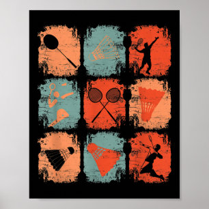 Shuttle Retro Vintage Badminton Player Badminton  Poster
