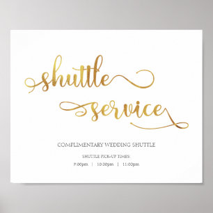 Shuttle service gold White Wedding Sign