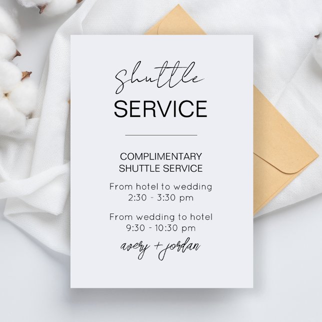 Shuttle Service Minimalist Modern Wedding Party Enclosure Card (Creator Uploaded)