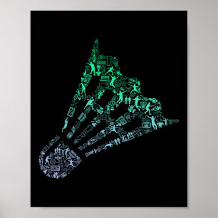 Shuttle Silhouette Badminton Player Shirt Mens Bad Poster