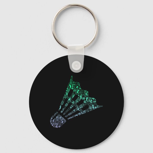 Shuttle Silhouette Dminton Player Shirt Mens Dmint Key Ring (Front)