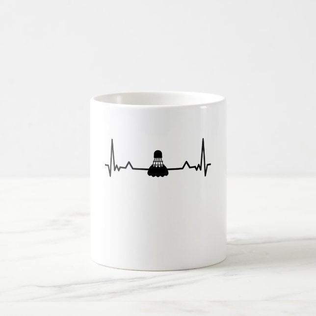 Shuttlecock Heartbeat Badminton Gift Mum Dad Coffee Mug (Center)