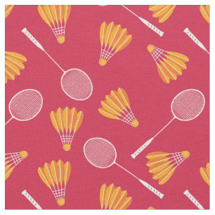 Shuttlecocks with badminton rackets - red fabric