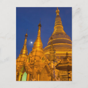 Shwedagon Pagoda at night, Myanmar Postcard
