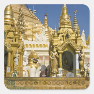 Shwedagon Pagoda (Paya), large temple site that Square Sticker