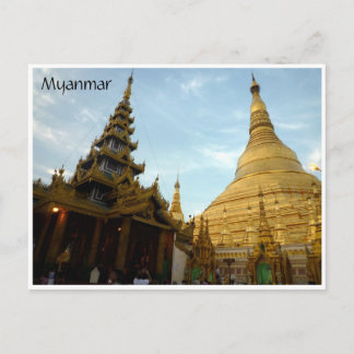 shwedagon stupas postcard