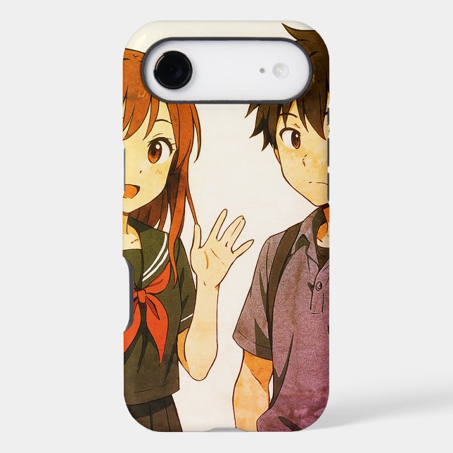 Shy Anime Boy + Girl On a Long-Lasting iPhone (Back)