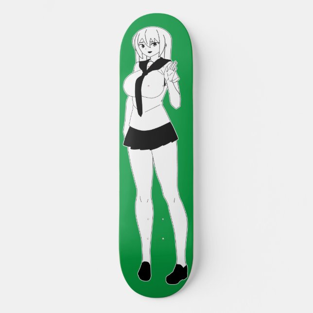 Shy Anime School Girl Skateboard Deck (Front)