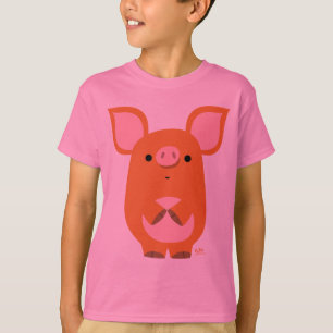 Shy Cartoon Pig custom children  T-shirt