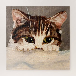 Shy & Curious Tabby Kitten Jigsaw Puzzle