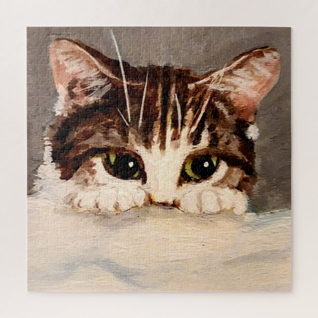 Shy & Curious Tabby Kitten  Jigsaw Puzzle (Vertical)