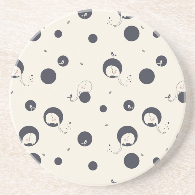Shy Elephant Pattern Coaster (Front)
