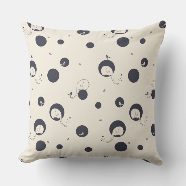 Shy Elephant Pattern Cushion (Front)