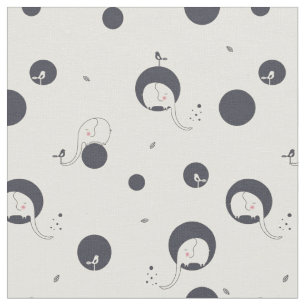 Shy Elephant Pattern Fabric