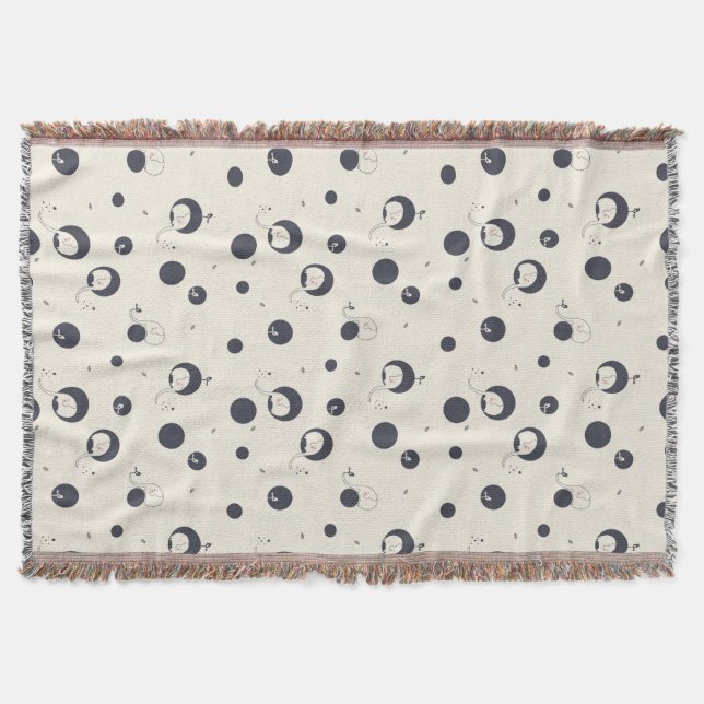 Shy Elephant Pattern Throw Blanket (Front)