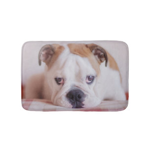 Shy English Bulldog Puppy Bath Mat