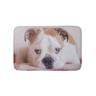 Shy English Bulldog Puppy Bath Mat