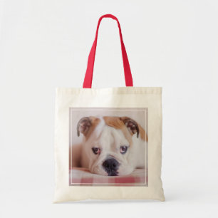 Shy English Bulldog Puppy Tote Bag