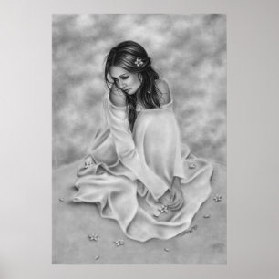 Shy Flower Girl Poster