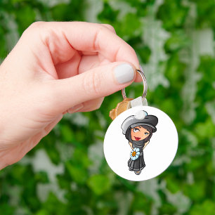 Shy French Girl Keychain