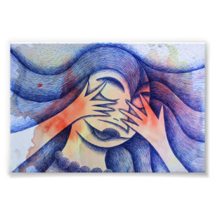 Shy girl photo print