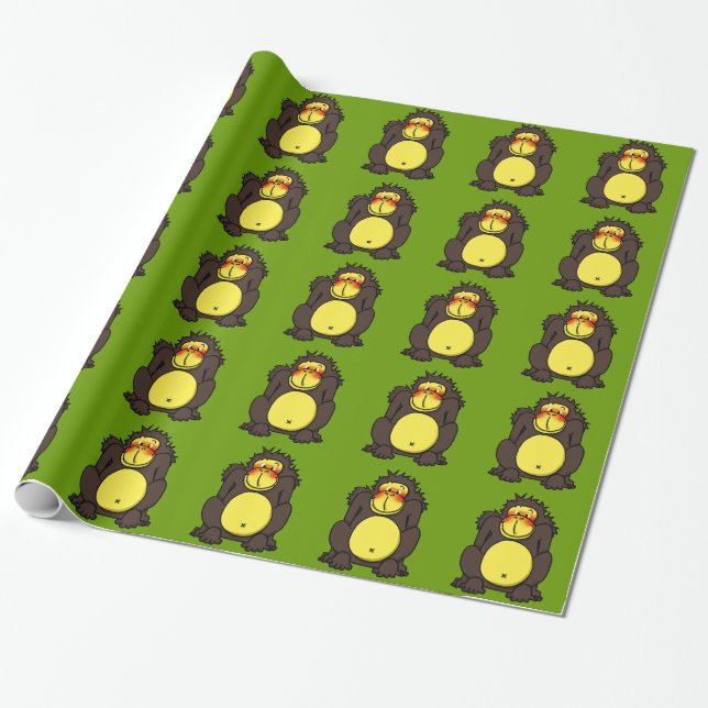 shy gorilla wrapping paper (Unrolled)