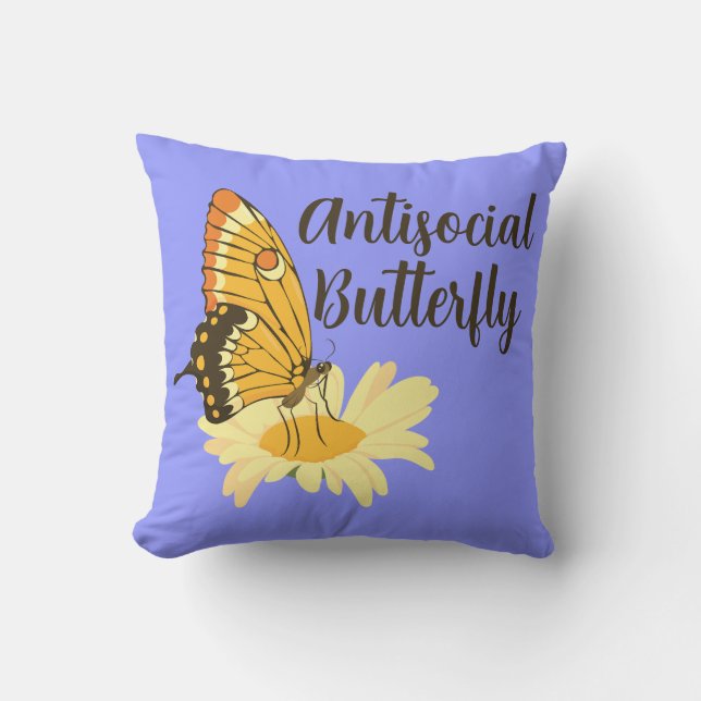 Shy Introvert aesthetic Antisocial Butterfly Cushion (Front)