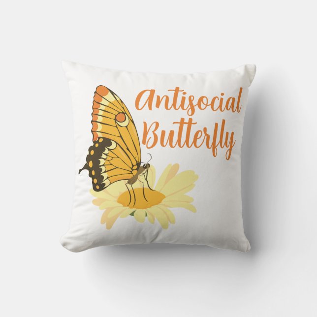 Shy Introvert aesthetic Antisocial Butterfly Cushion (Front)