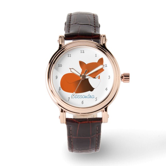 Shy Little Red Fox Personalised Watch (Front)