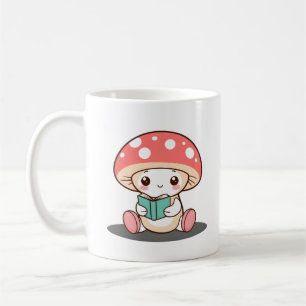 Shy Mushroom Holding a Book Coffee Mug
