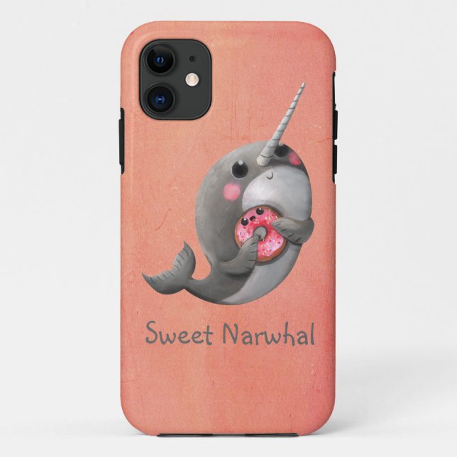 Shy Narwhal with Doughnut Case-Mate iPhone Case (Back)
