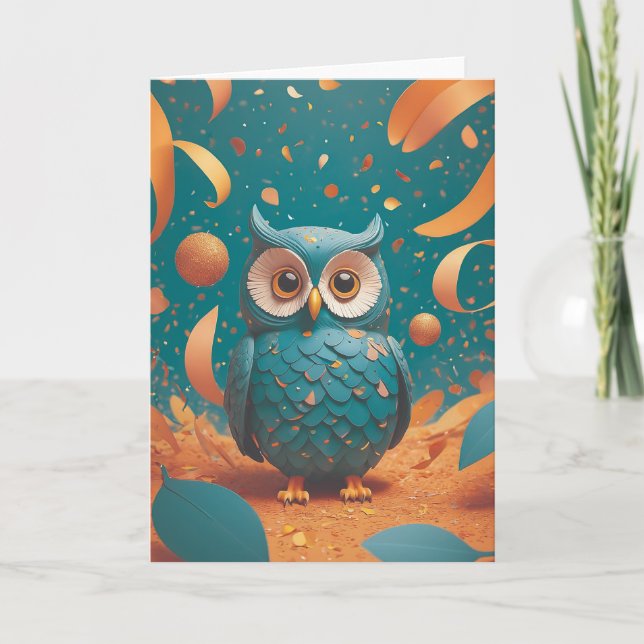 Shy owl suddenly Birthday Card (Front)
