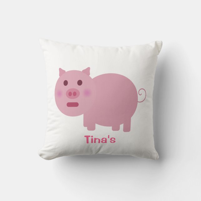 Shy Pink Pig Personalised Decor Pillow (Front)