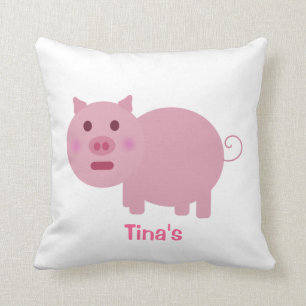 Shy Pink Pig Personalised Decor Pillow