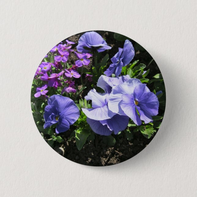 Shy Purple Pansies 6 Cm Round Badge (Front)