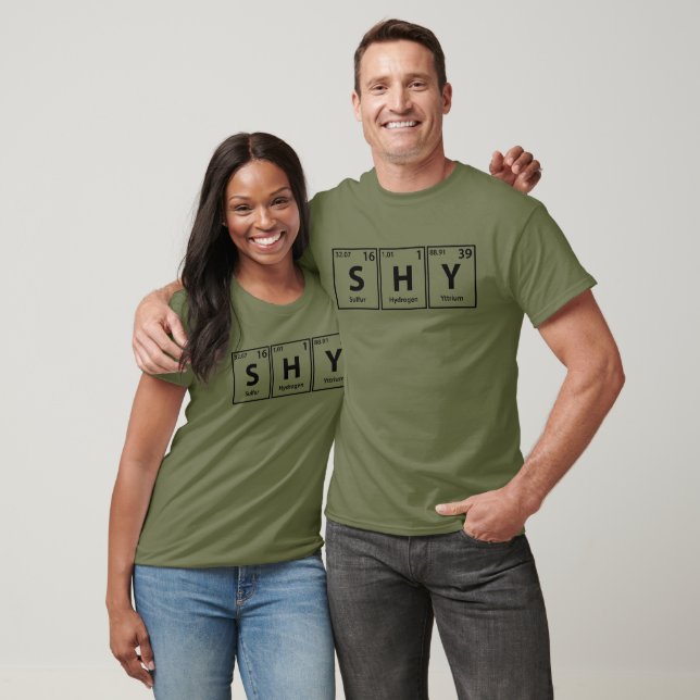 Shy (S-H-Y) Periodic Elements Spelling T-Shirt (Unisex)