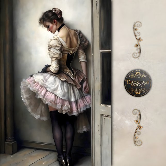 Shy Showgirl Dancer in Pink Ruffles Decoupage Tissue Paper (Creator Uploaded)