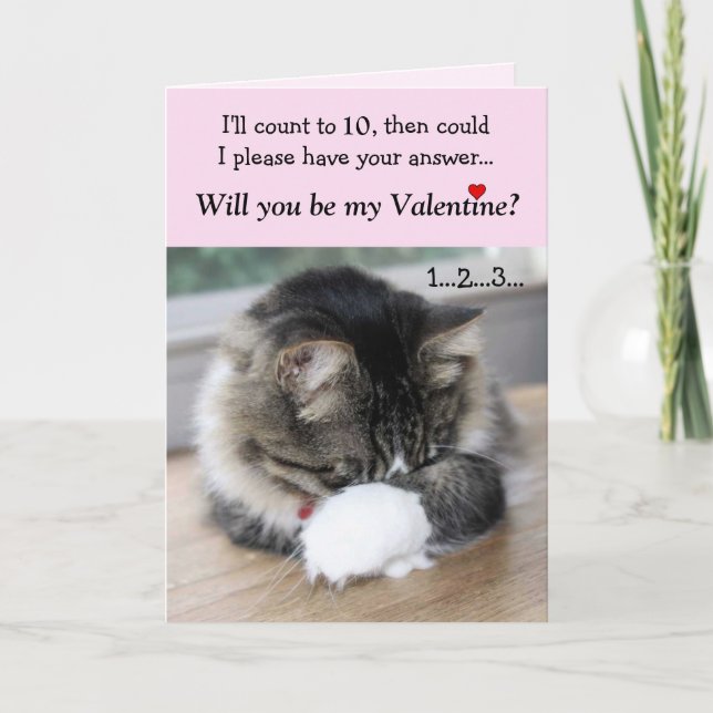 Shy Valentine Kitty Card (Front)