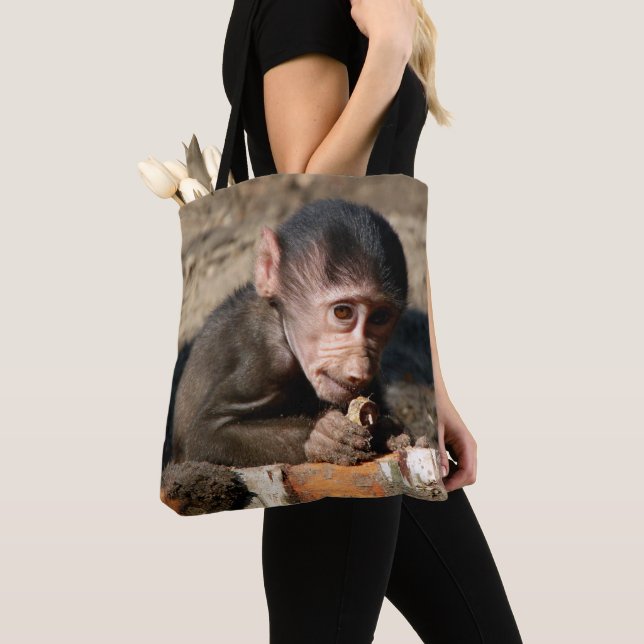 Shy Young Male Hamadryas Baboon (Papio) Tote Bag (Close Up)