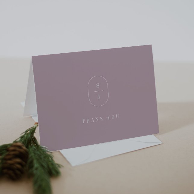 SHYLAH Folded Mauve Lilac Simple Modern Wedding Thank You Card (SHYLAH Folded Mauve Lilac Simple Modern Wedding Thank You Card)