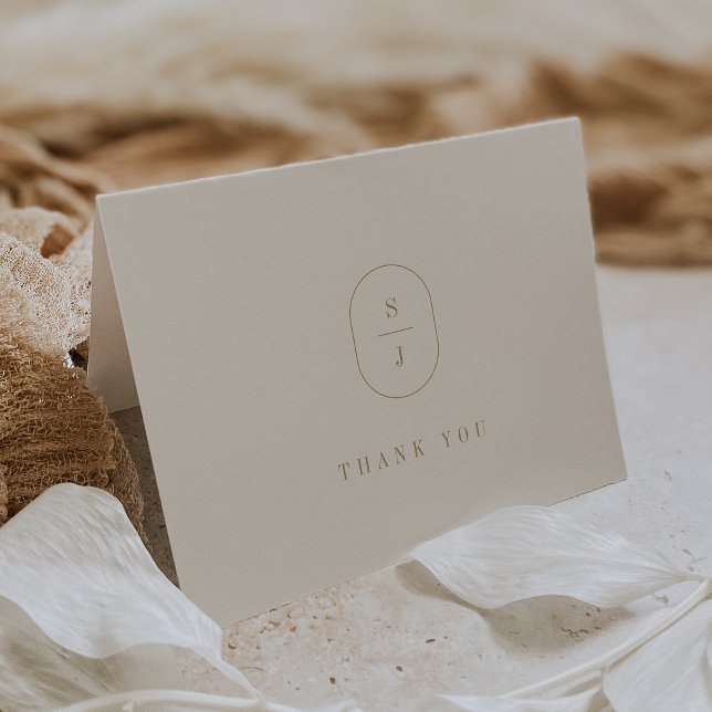 SHYLAH Folded Minimalist Gold Cream Simple Wedding Thank You Card (SHYLAH Folded Minimalist Gold Cream Simple Wedding Thank You Card)