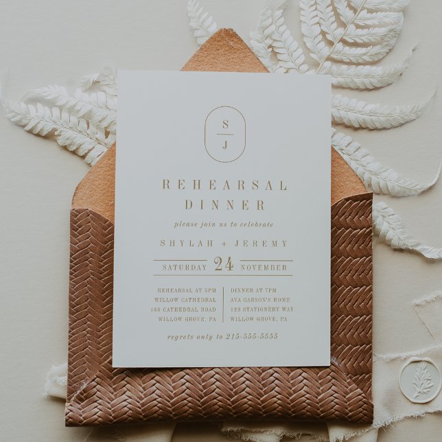 SHYLAH Geometric Traditional Gold Rehearsal Dinner Invitation (SHYLAH Geometric Traditional Gold Rehearsal Dinner Invitation)