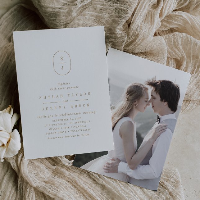 SHYLAH Minimal Gold Simple Modern Photo Wedding Invitation (SHYLAH Minimal Gold Simple Modern Photo Wedding Invitation)