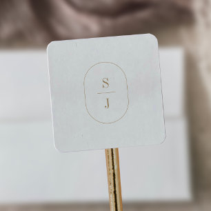SHYLAH Minimalist Gold Elegant Wedding Monogram Square Sticker