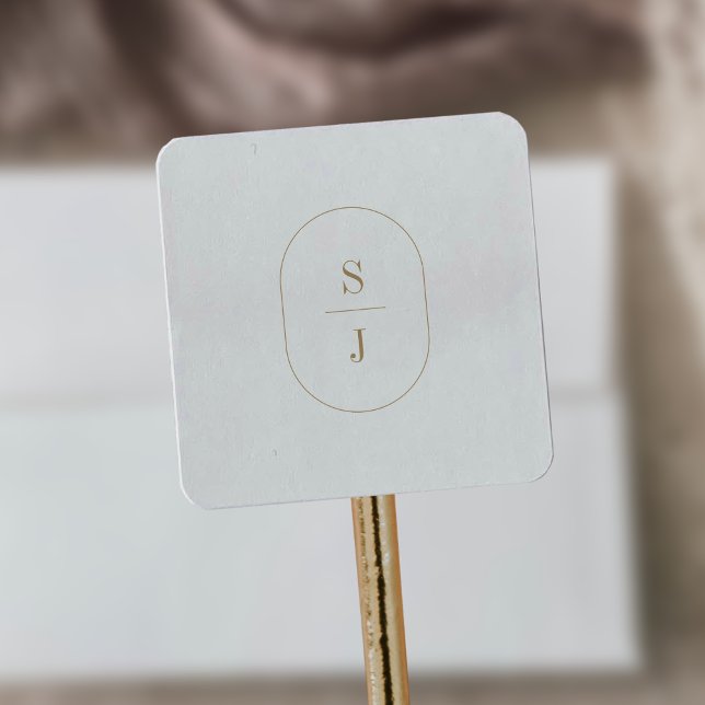 SHYLAH Minimalist Gold Elegant Wedding Monogram Square Sticker (SHYLAH Minimalist Gold Elegant Wedding Monogram Square Sticker)