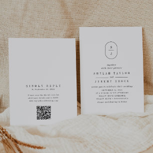 SHYLAH QR Code Minimalist Unique Modern Wedding Invitation