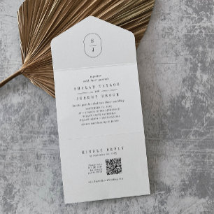 SHYLAH QR Code Unique Classic Minimalist Wedding All In One Invitation